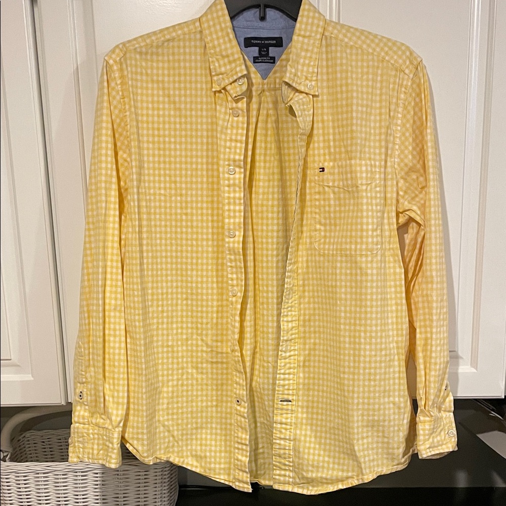 Tommy Hilfiger Men's Yellow Checkered Shirt classic fit